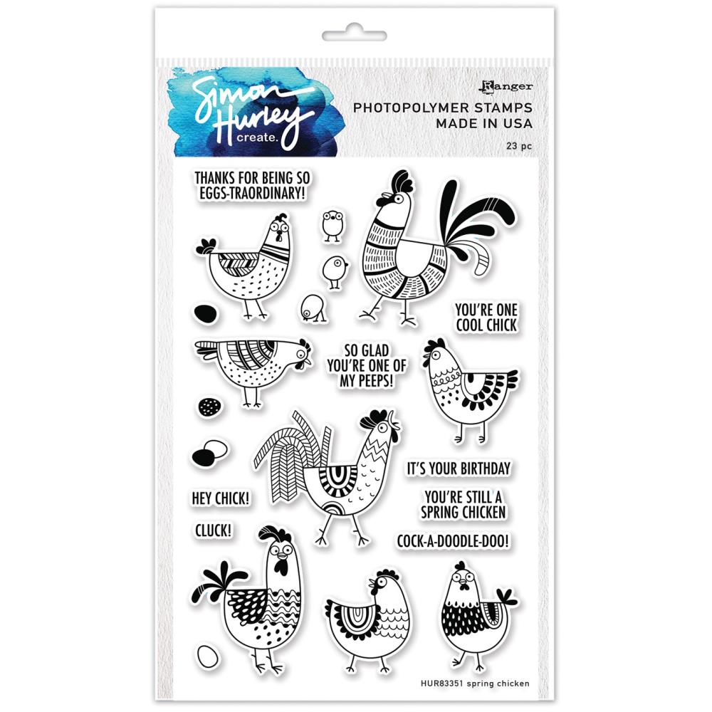 Simon Hurley create. Clear Stamps 6X9 - Spring Chicken