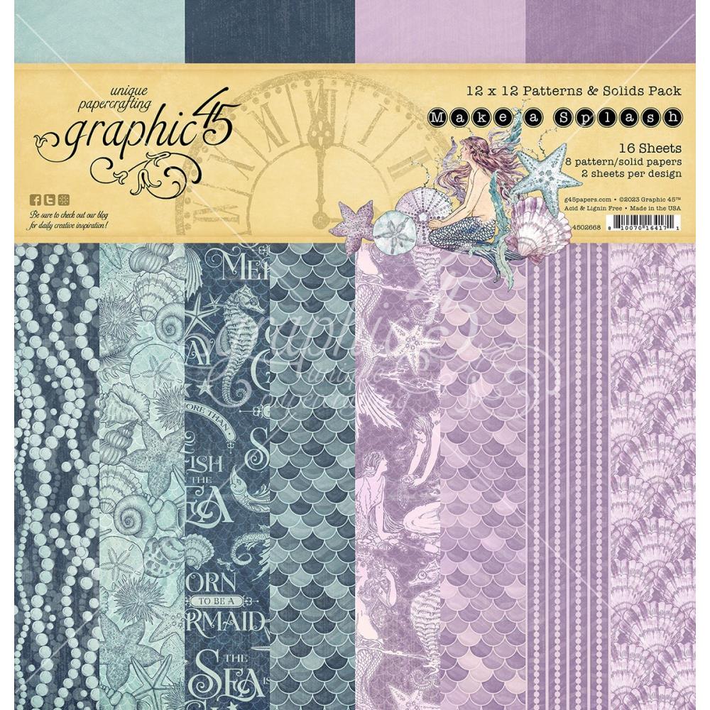 Graphic 45 - Patterns & Solids Double-Sided Paper Pad 12X12 - Make A Splash