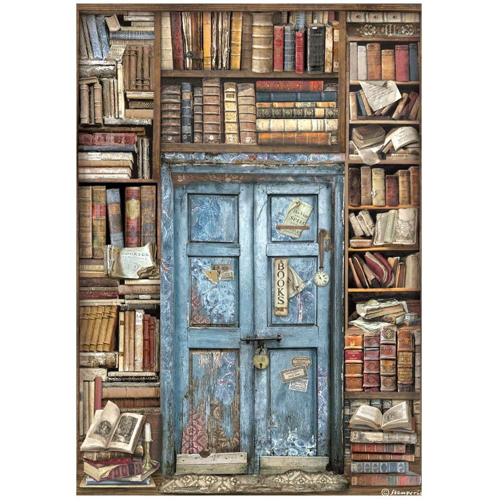 Stamperia Rice Paper Sheet A4 - Vintage Library Door