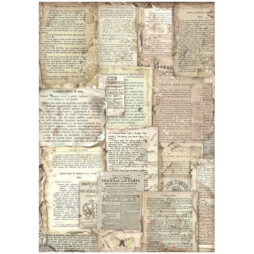 Stamperia Rice Paper Sheet A4 - Vintage Library Book Pages