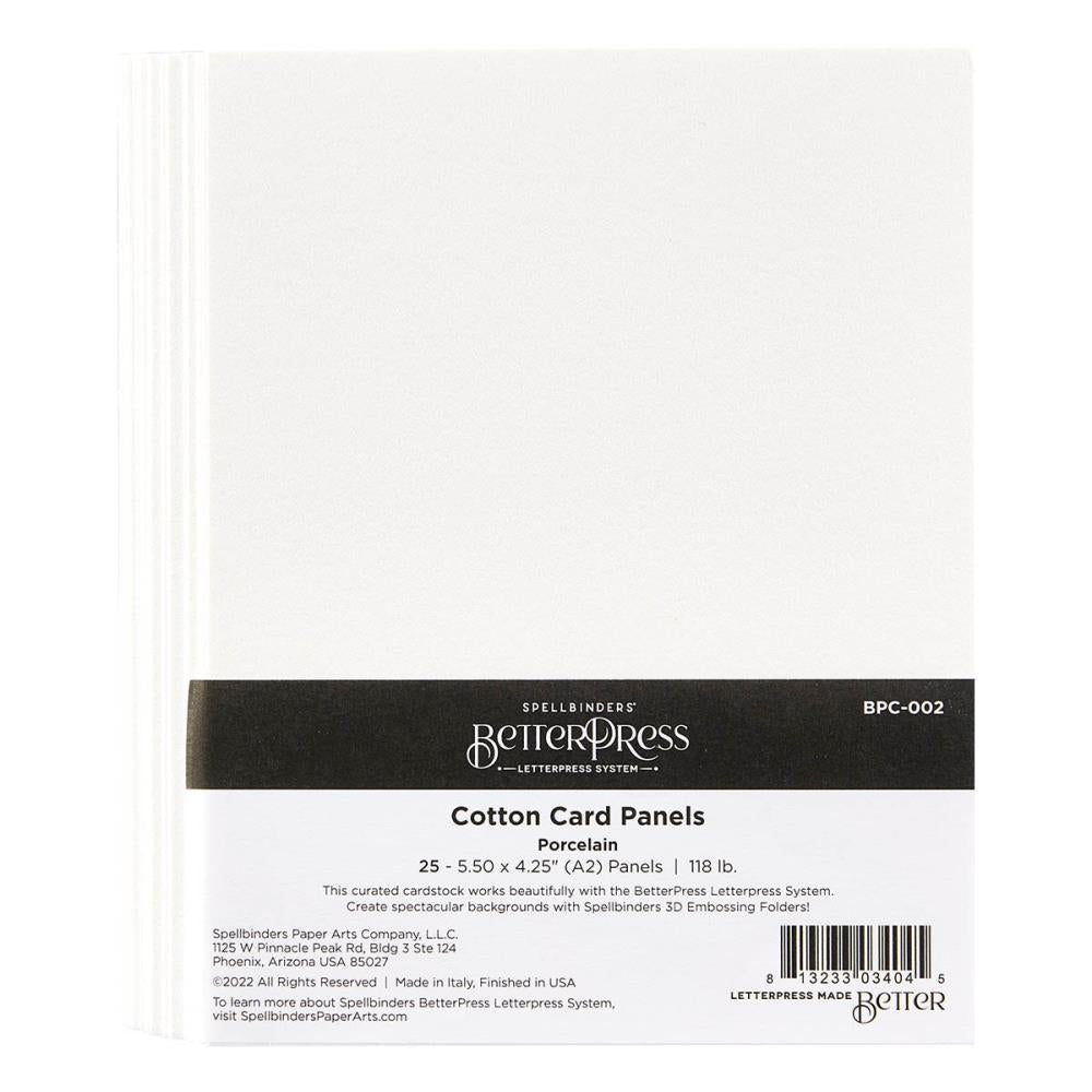 Spellbinders BetterPress Letterpress A2 Cotton Card Panels - Porcelain