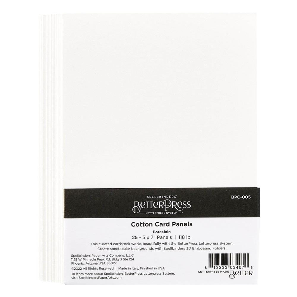 Spellbinders BetterPress Letterpress A7 Cotton Card Panels - Porcelain