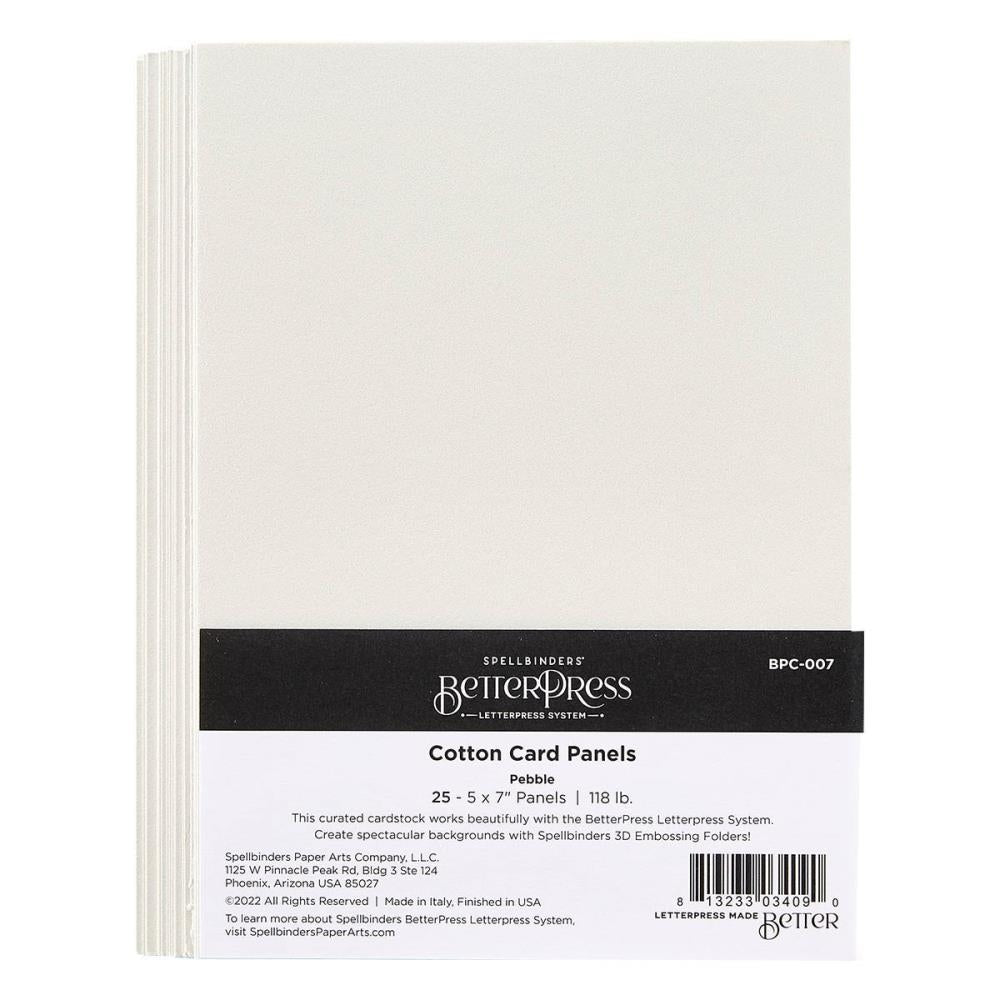 Spellbinders BetterPress Letterpress A7 Cotton Card Panels - Pebble