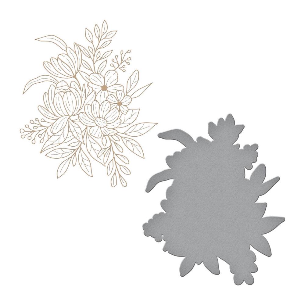 Spellbinders Glimmer Hot Foil Plate & Die - Hexi-Gem Blooms