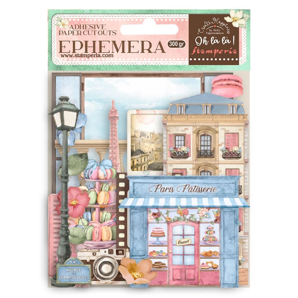 Stamperia Cardstock Ephemera Adhesive Paper Cut Outs - Oh La La - Elements