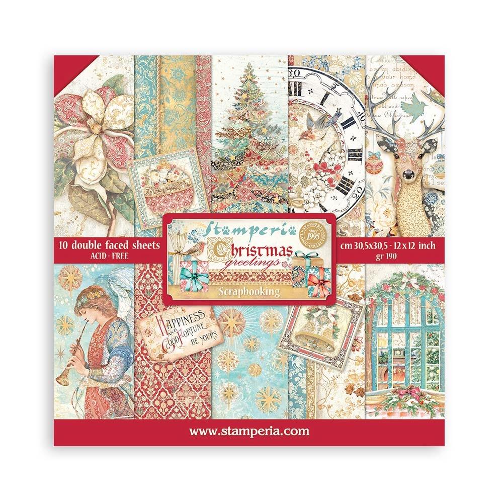 Stamperia Double-Sided Paper Pad 12x12 - Christmas Greetings