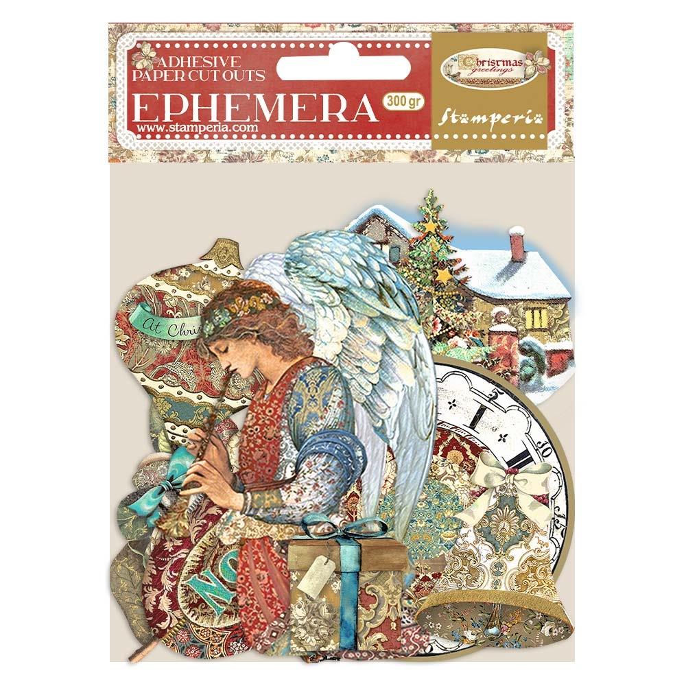 Stamperia Cardstock Ephemera Adhesive Paper Cut Outs - Christmas Greetings