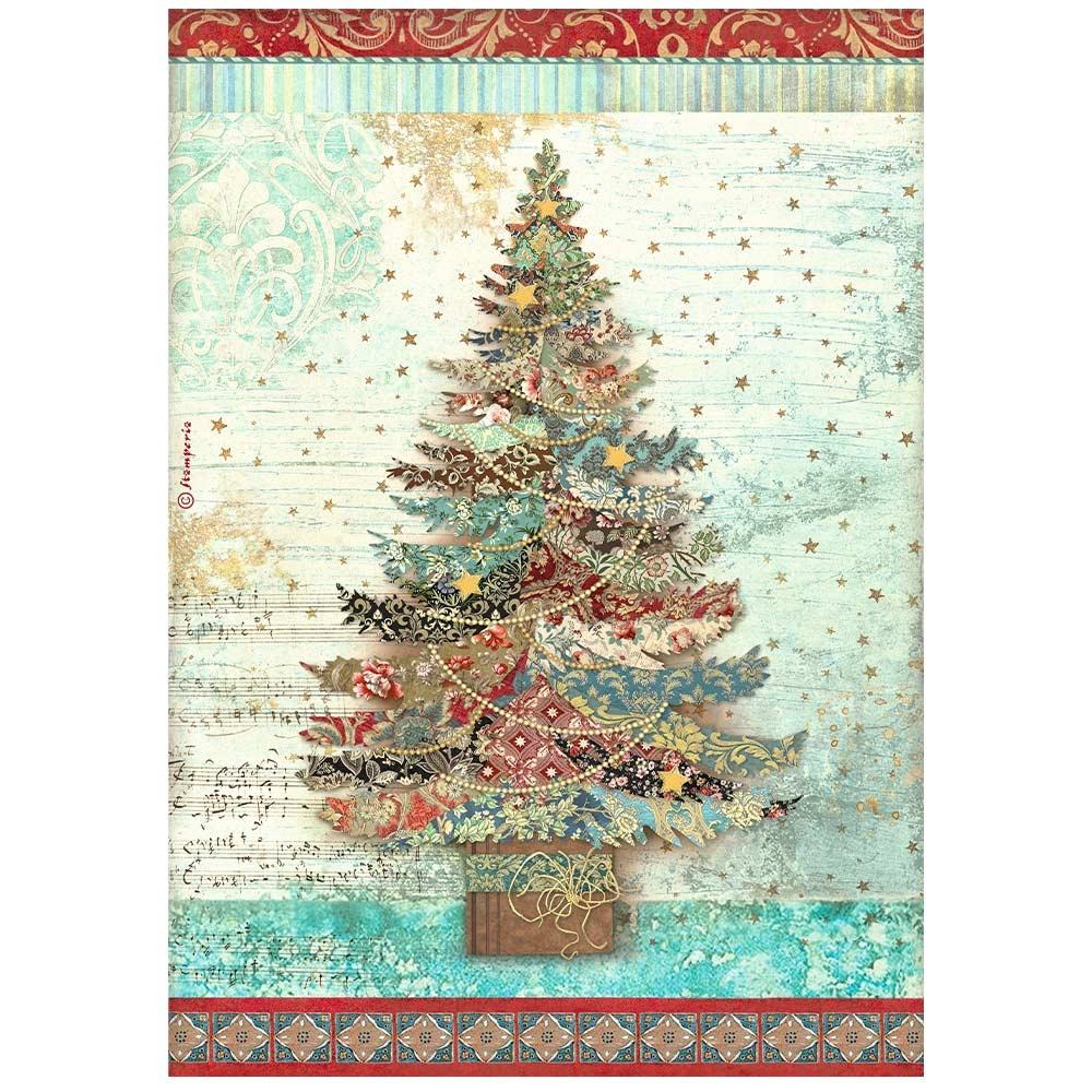 Stamperia Rice Paper Sheet A4 - Christmas Greetings Tree