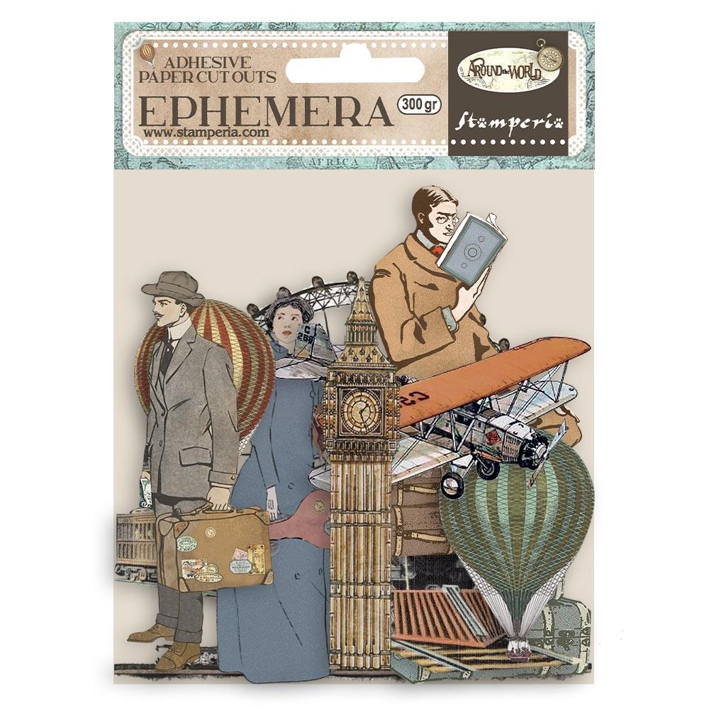 Stamperia Cardstock Ephemera Adhesive Paper Cut Outs - Around The World