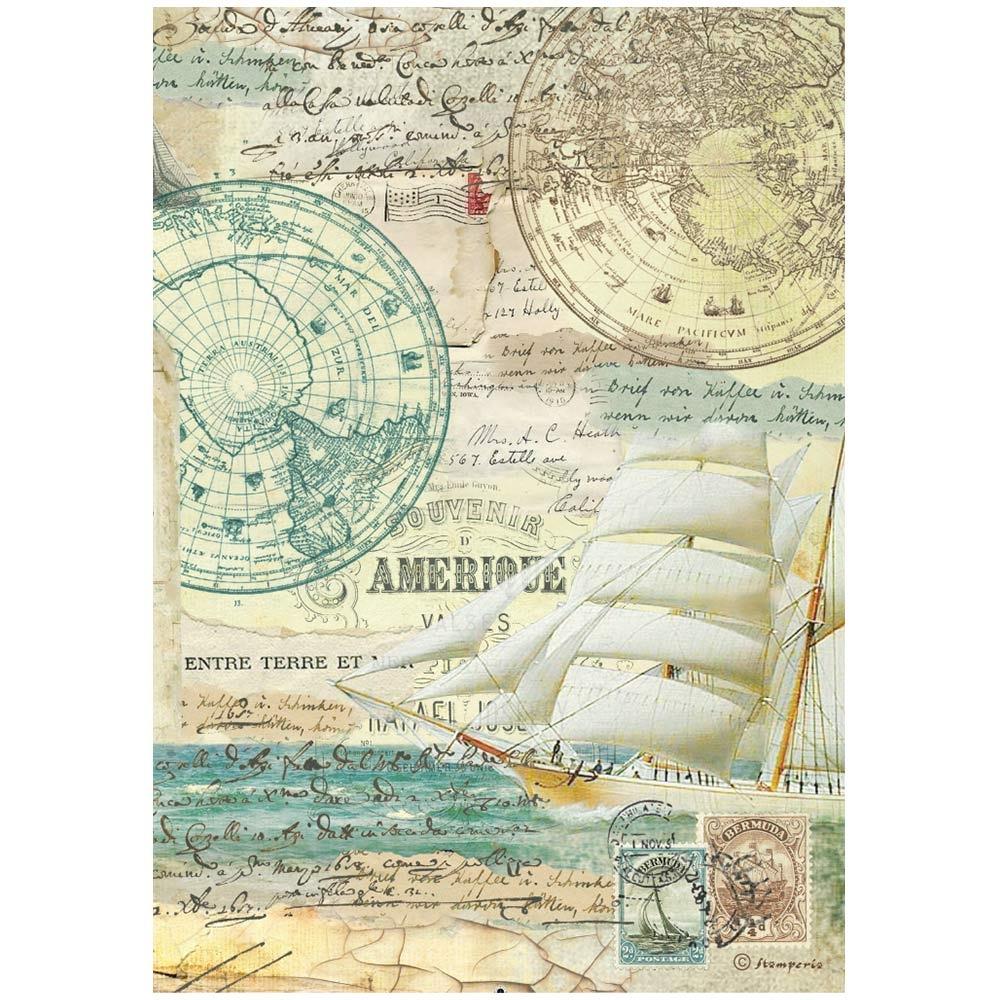 Stamperia Rice Paper Sheet A4 - Around The World Sailing Ship