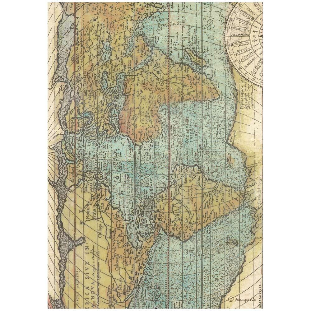 Stamperia Rice Paper Sheet A4 - Around The World Map