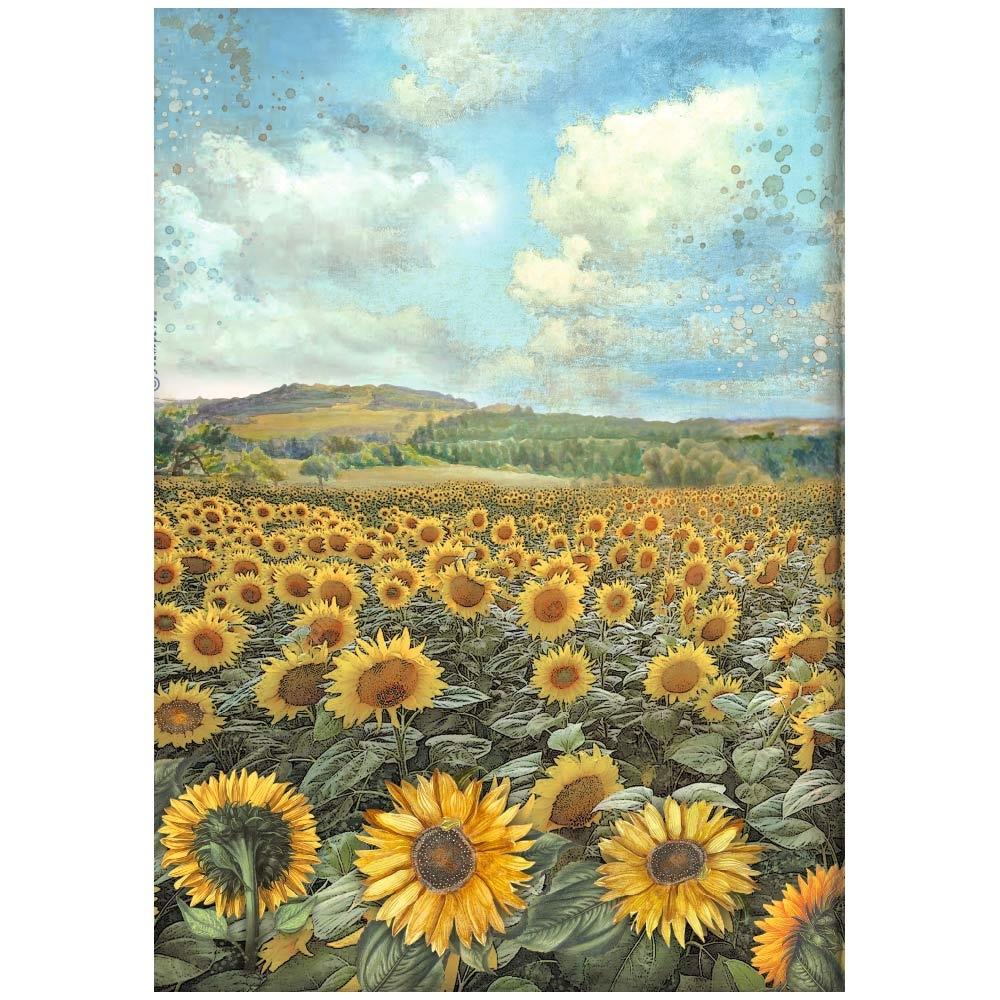 Stamperia Rice Paper Sheet A4 - Sunflower Art Landscape