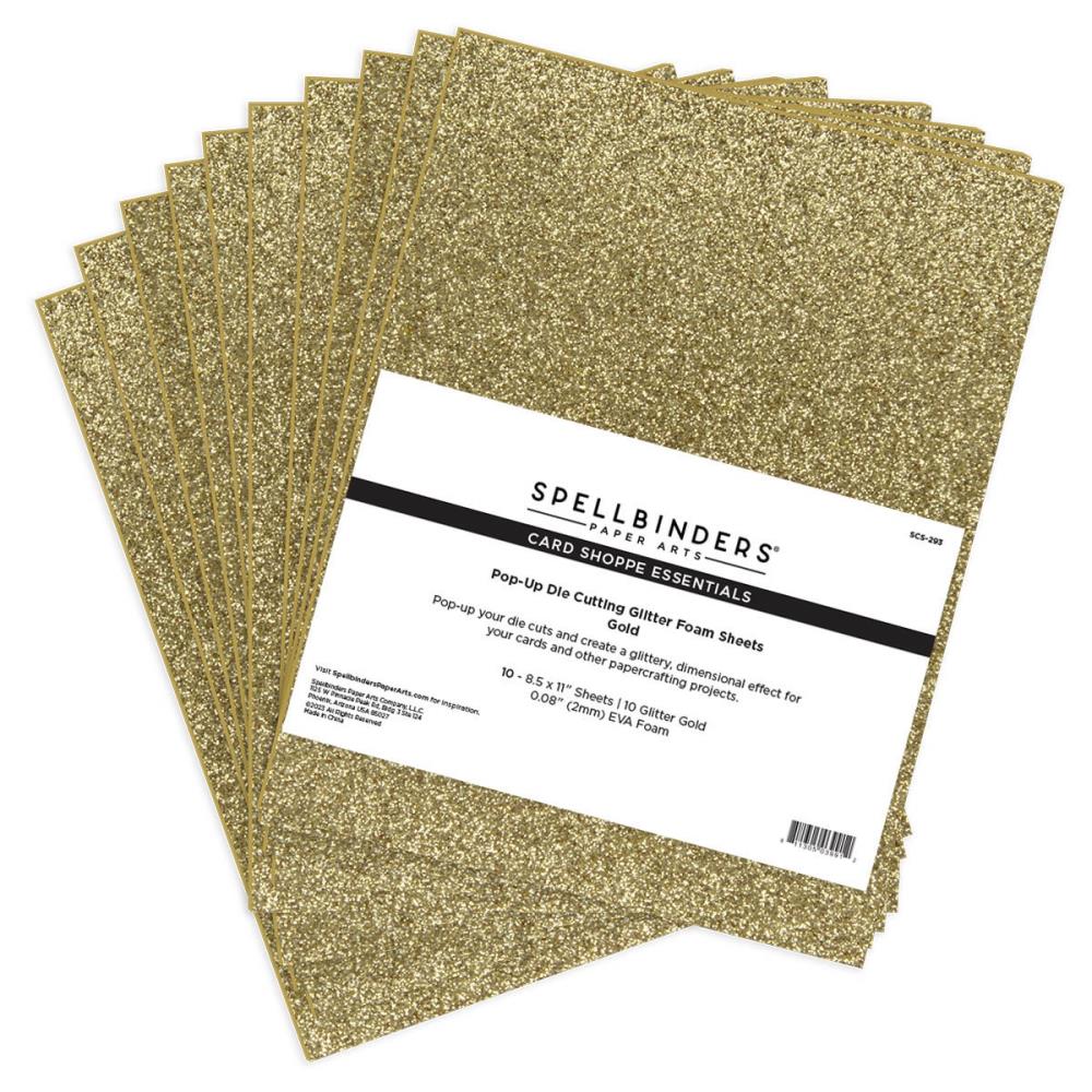 Spellbinders Pop-Up Die Cutting Glitter Foam Sheets - Gold 10pcs