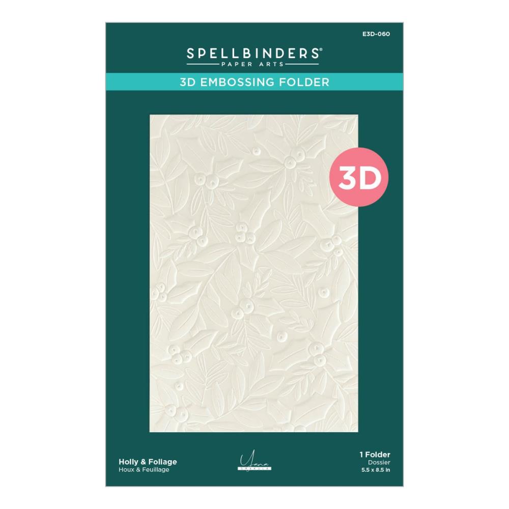 Spellbinders 3D Embossing Folder - Holly & Foliage De-Light-Ful
