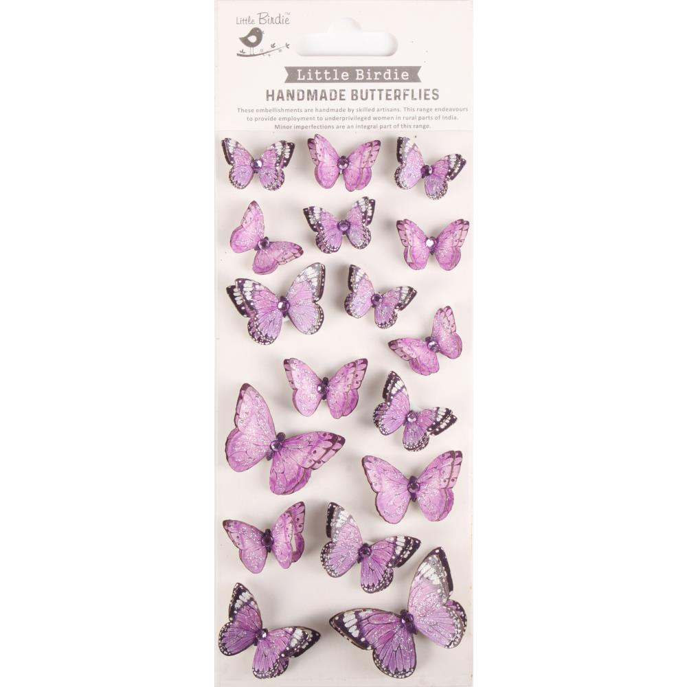 Little Birdie 3D Jewel Butterfly Embellishments - Pastel Purple