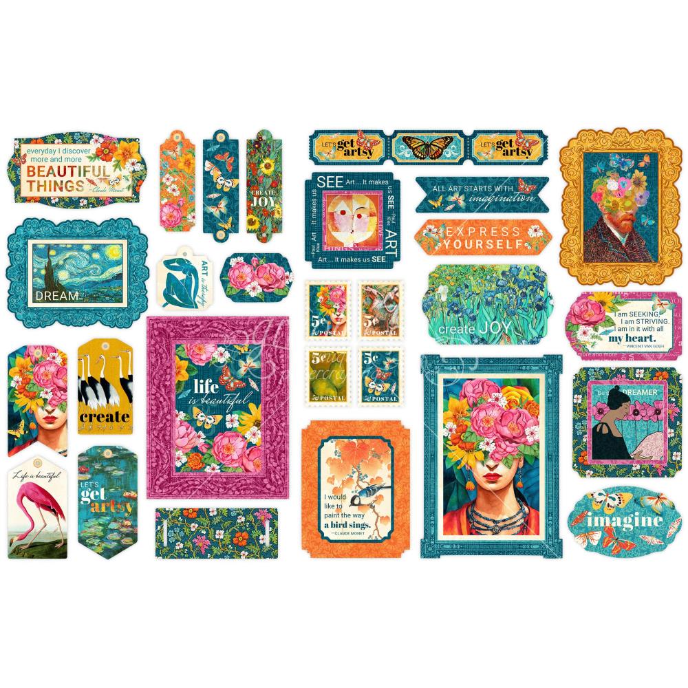 Graphic 45 Die-Cut Assortment - Let's Get Artsy Tags & Frames