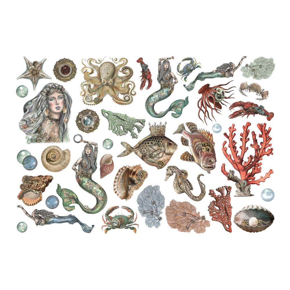 Stamperia Cardstock Ephemera Adhesive Paper Cut Outs - Songs Of The Sea Mermaids
