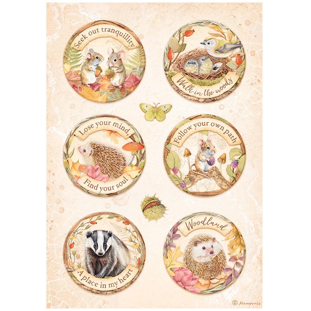 Stamperia Rice Paper Sheet A4 - Woodland Rounds
