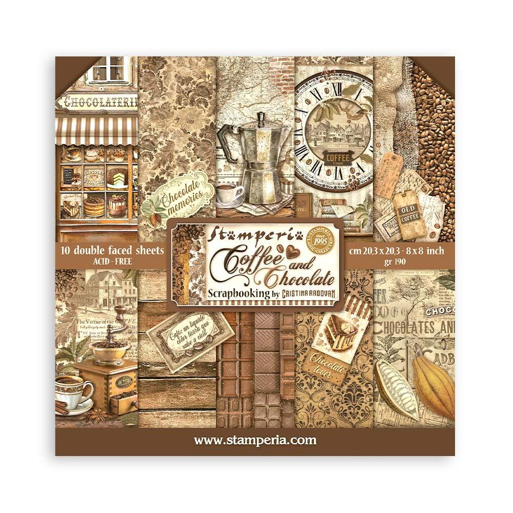 Stamperia Double-Sided Paper Pad 8x8 - Coffee And Chocolate