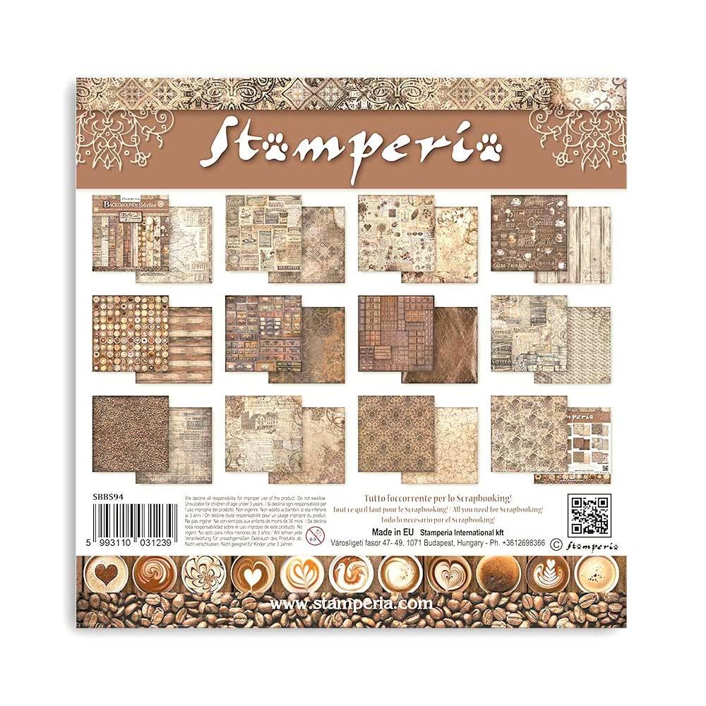 Stamperia Double-Sided Paper Pad 8x8 - Coffee And Chocolate Backgrounds