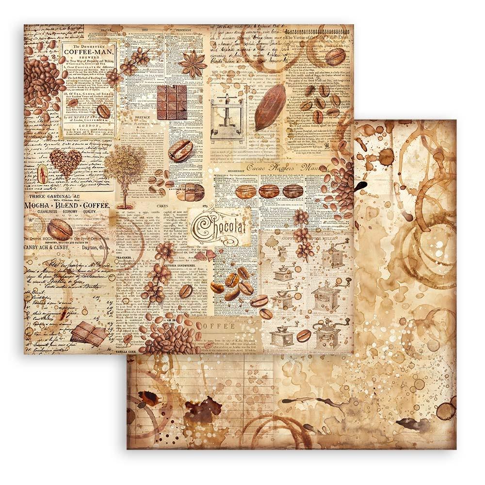 Stamperia Double-Sided Paper Pad 8x8 - Coffee And Chocolate Backgrounds