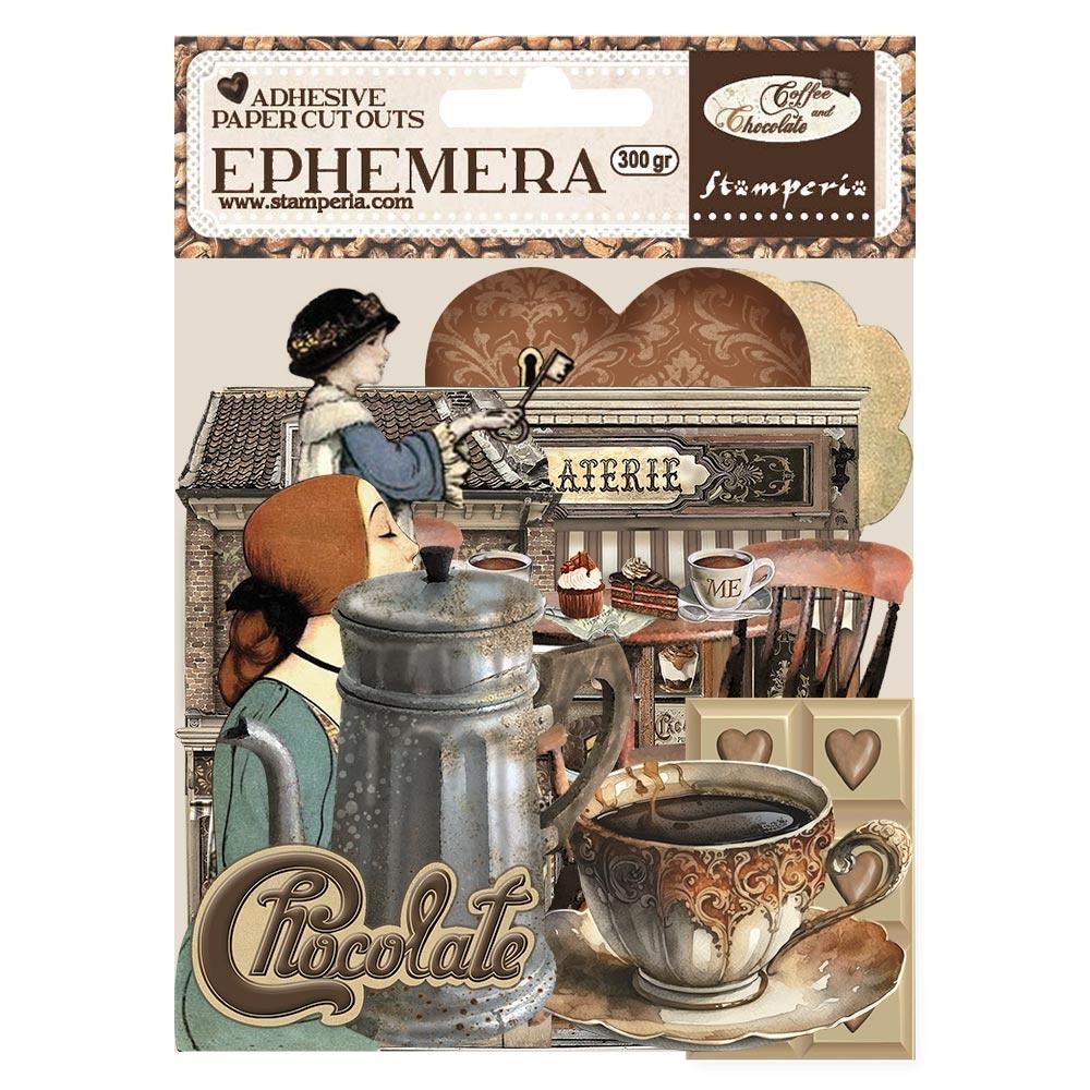Stamperia Cardstock Ephemera Adhesive Paper Cut Outs - Coffee And Chocolate