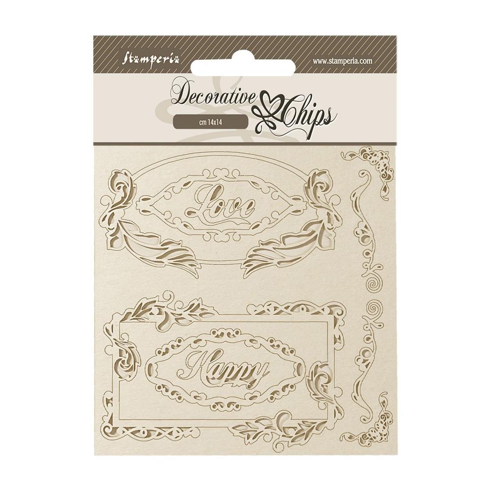 Stamperia Decorative Chips - Coffee And Chocolate Love Happy Frames