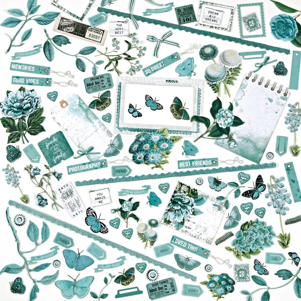49 And Market - Laser Cut Outs - Color Swatch: Teal Elements