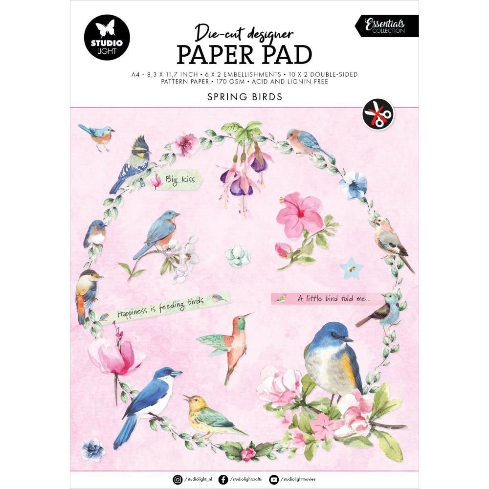 Studio Light Essentials Die-Cut Paper Pad A4 - Nr. 144 Spring Birds