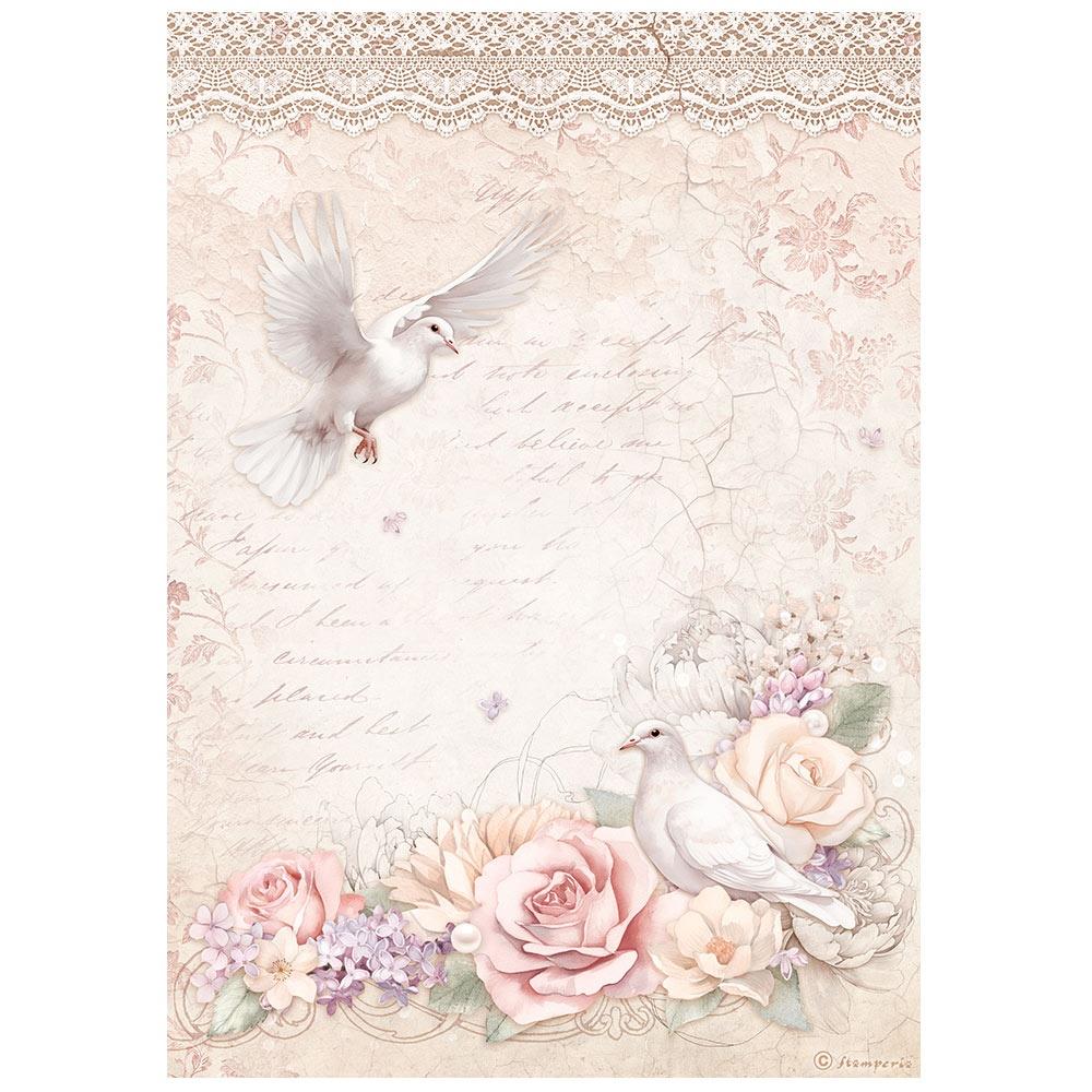 Stamperia Rice Paper Sheet A4 - Romance Forever Doves