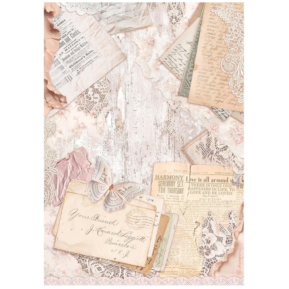 Stamperia Rice Paper Sheet A4 - Romance Forever Letters