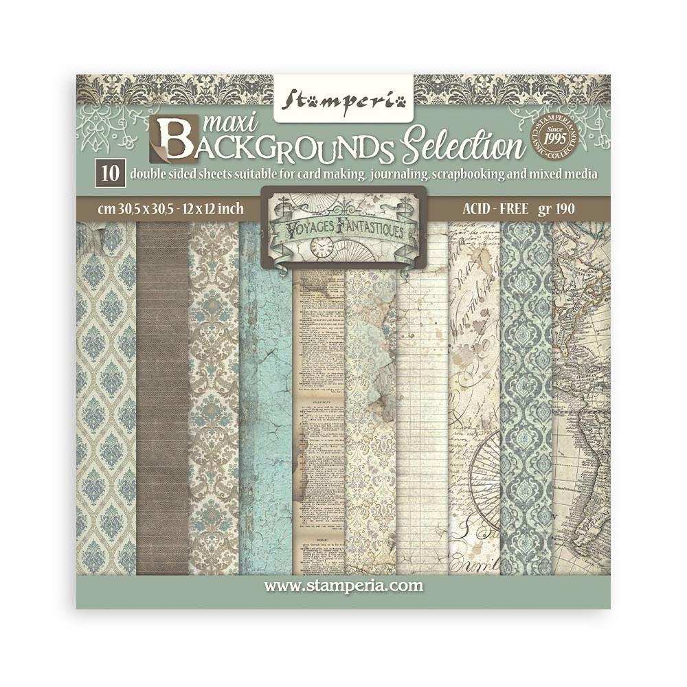 Stamperia Maxi Backgrounds Selection Double-Sided Paper Pad - 12x12 - Voyages Fantastiques