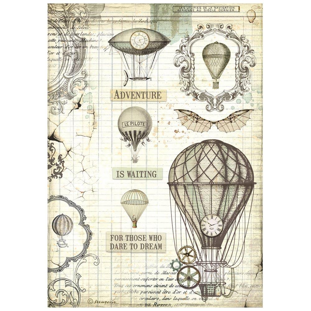 Stamperia Rice Paper Sheet A4 - Voyages Fantastiques Balloon