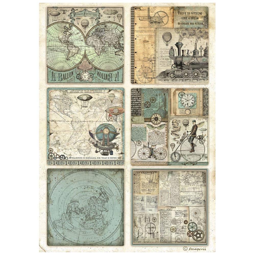Stamperia Rice Paper Sheet A4 - Voyages Fantastiques 6 cards