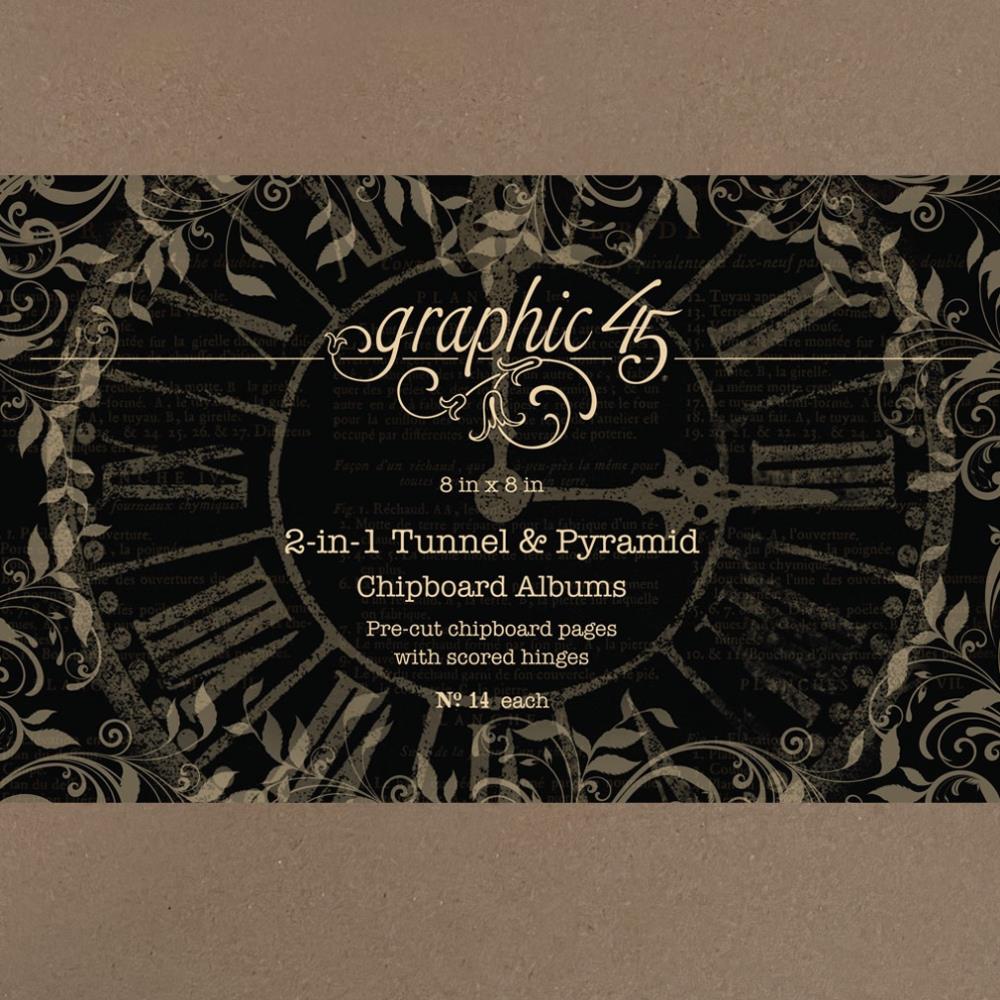 Graphic 45 Staples Chipboard Album 8X8 - 2 In 1 Tunnel & Pyramid