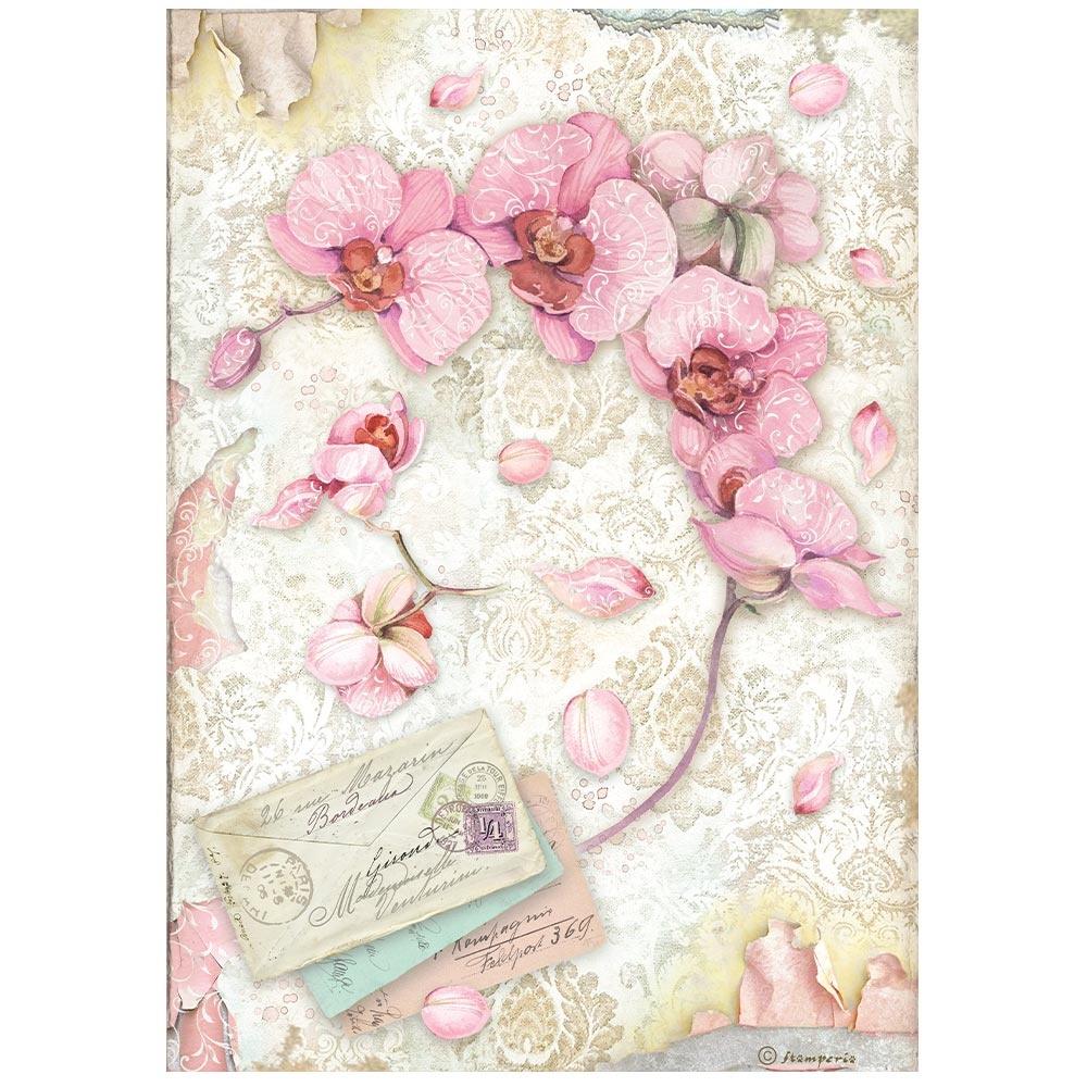 Stamperia Rice Paper Sheet A4 - Orchids And Cats Pink Orchid