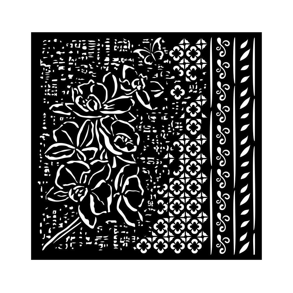 Stamperia Stencil - 7X7 Orchids And Cats Orchid Pattern