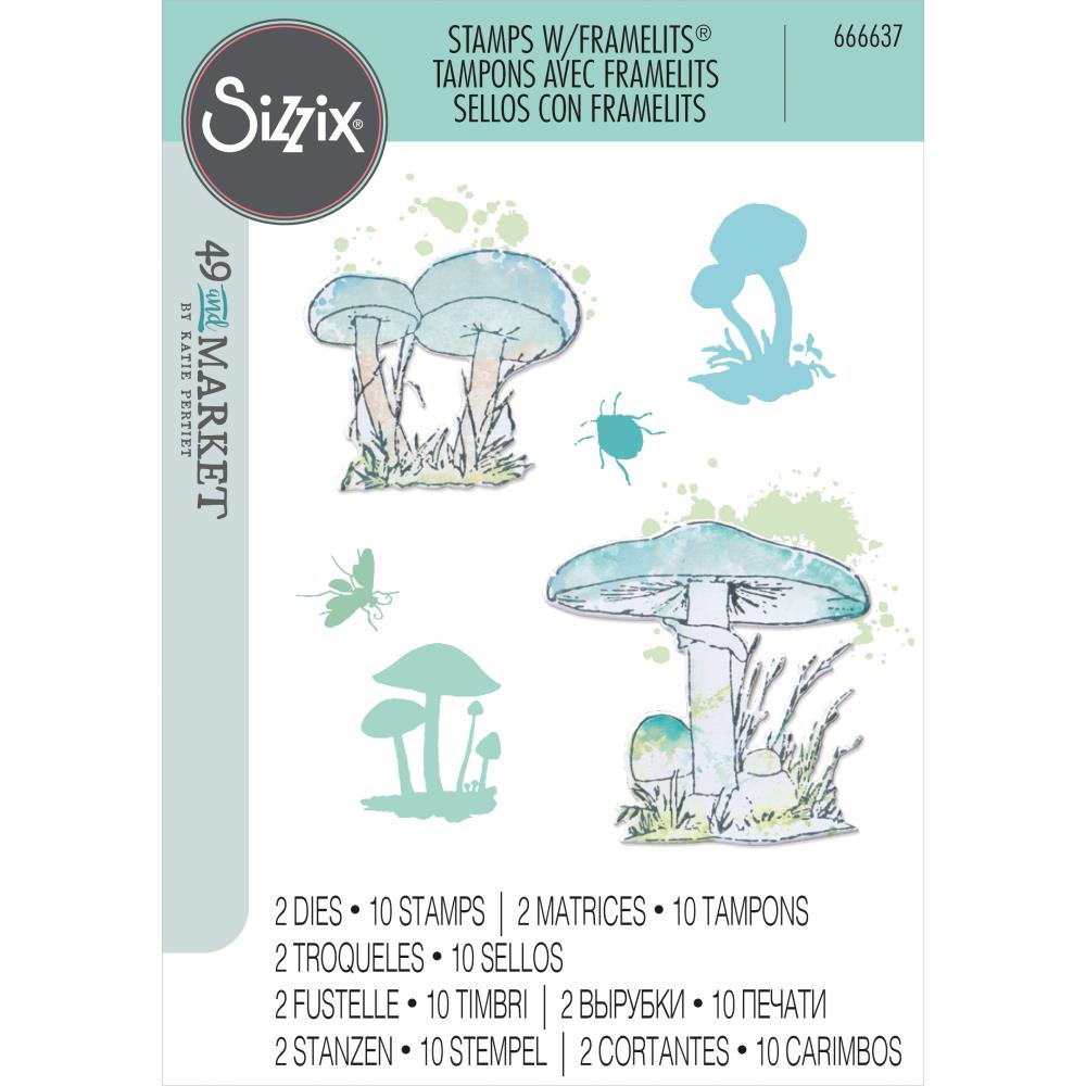 Sizzix Framelits Die & A5 Stamp Set By 49 & Market - Painted Pencil Mushrooms