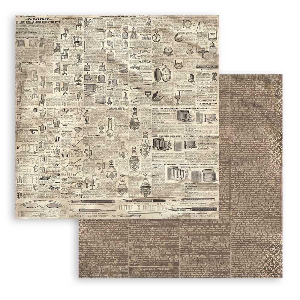 Stamperia Backgrounds Double-Sided Paper Pad 8x8 - Brocante Antiques