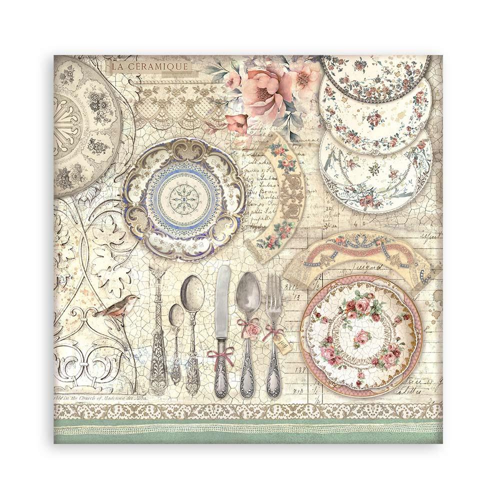 Stamperia Single-Sided Paper Pad 8x8 - Brocante Antiques