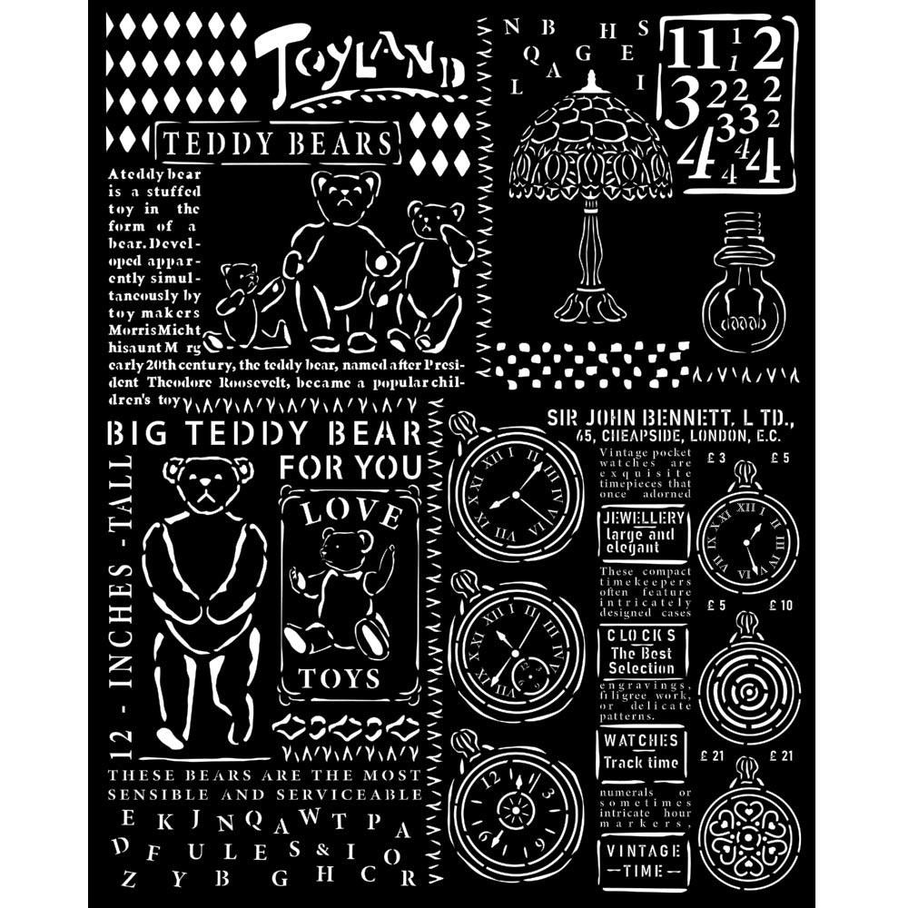Stamperia Stencil 20cm x 25cm - Brocante Antiques Teddy Bear