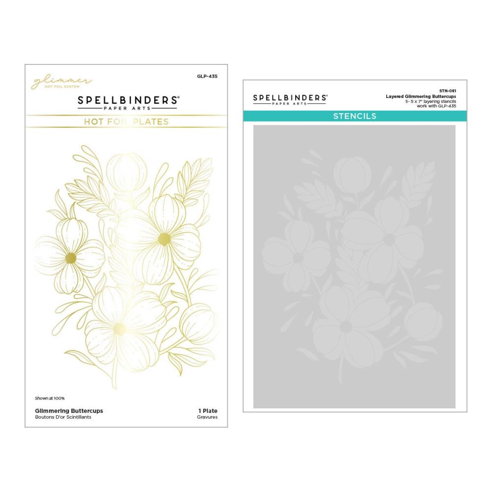 Spellbinders Glimmer Plate And Stencil Bundle - Glimmering Buttercups