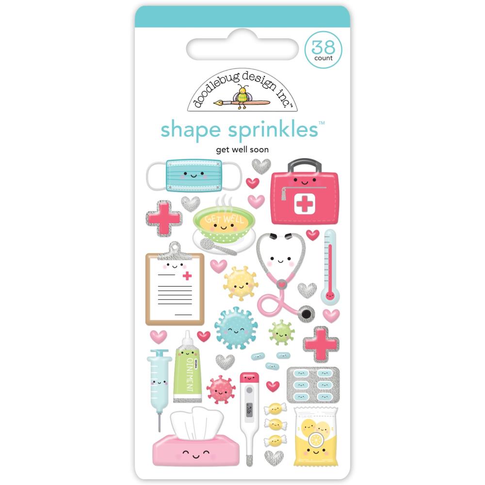 Doodlebug Sprinkles Adhesive Enamel Shapes - Get Well Soon