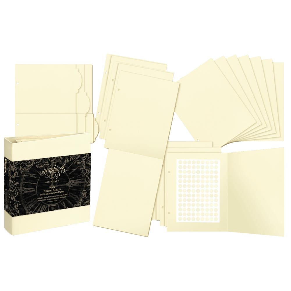 Graphic 45 Staples Binder Album With Interactive Pages - Ivory