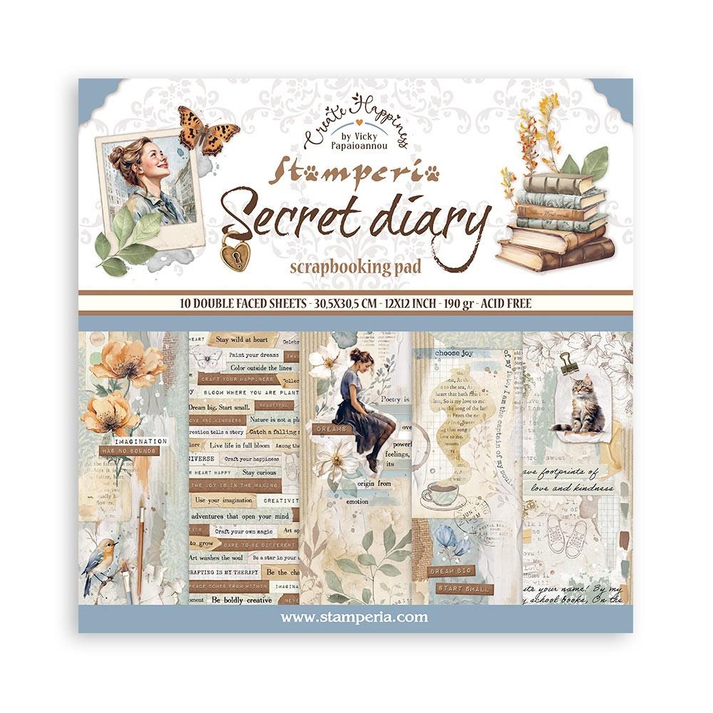 Stamperia Double-Sided Paper Pad 12x12 - Secret Diary