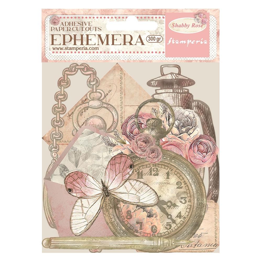 Stamperia Cardstock Ephemera Adhesive Paper Cut Outs - Shabby Rose