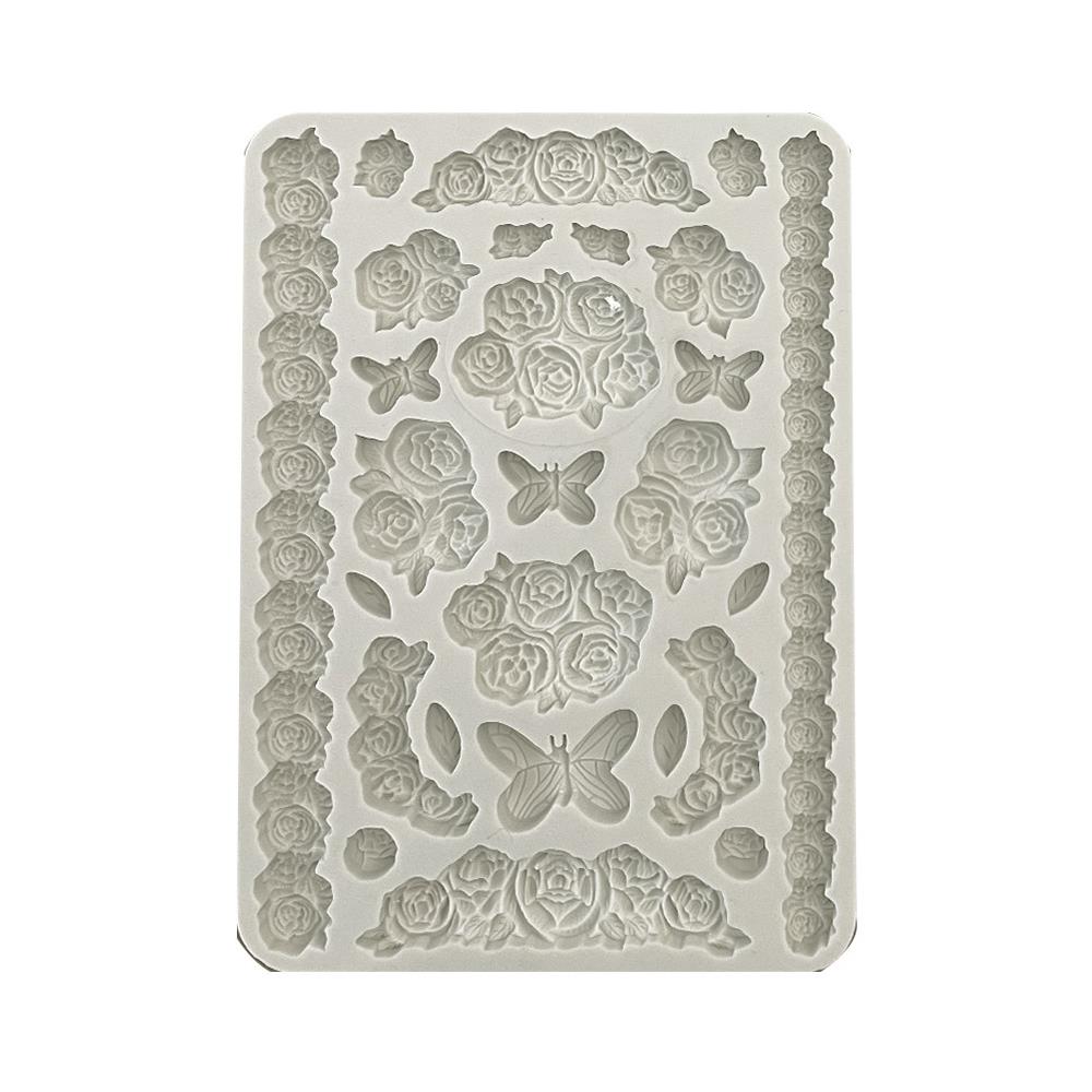 Stamperia Silicone Mould A5 - Shabby Rose Roses And Butterfly