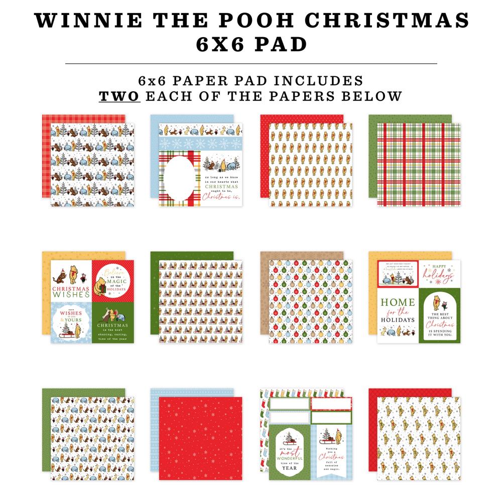 Echo Park Double-Sided Paper Pad 6x6 - Winnie The Pooh Christmas