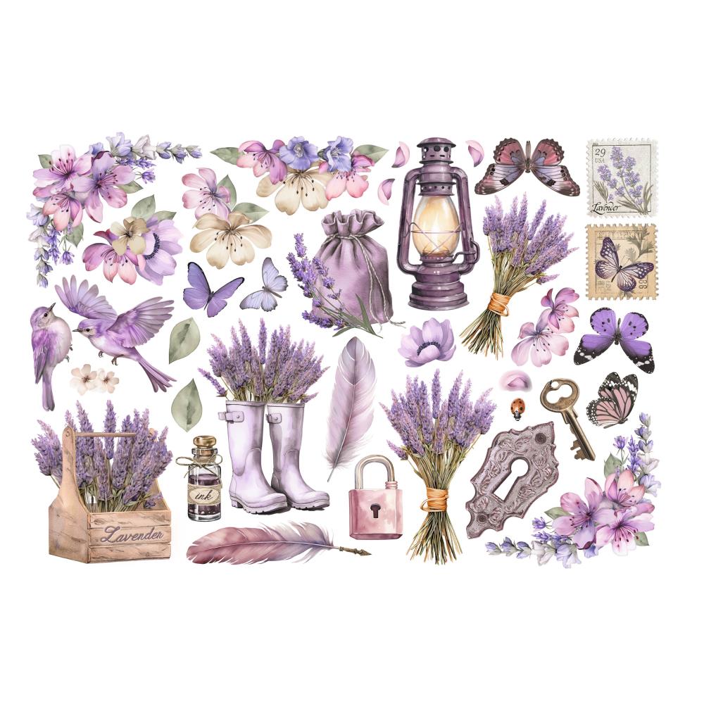 Stamperia Cardstock Ephemera Adhesive Paper Cut Outs - Lavender