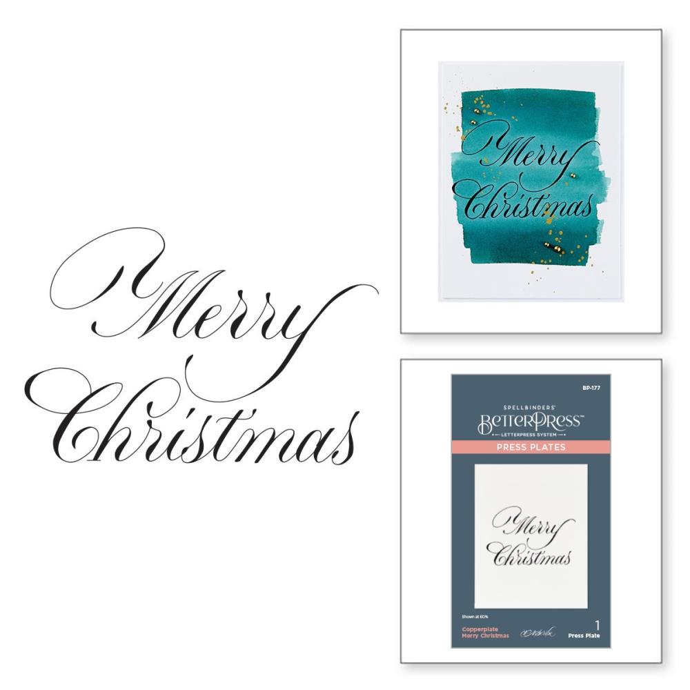 Spellbinders Press Plate - Copperplate Merry Christmas